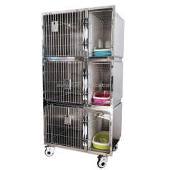EUR PET Breathable Small Dog House 6 Doors Veterinary Animal Cage 3 Layers 304 Stainless Steel Movable Cat Cage