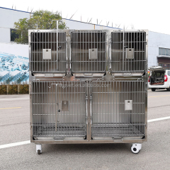 EUR PET Professional Veterinary Cat Cage 5 Doors Long-Life Reusable Stainless Steel Equipment for Clinic Diagnosis for Vet