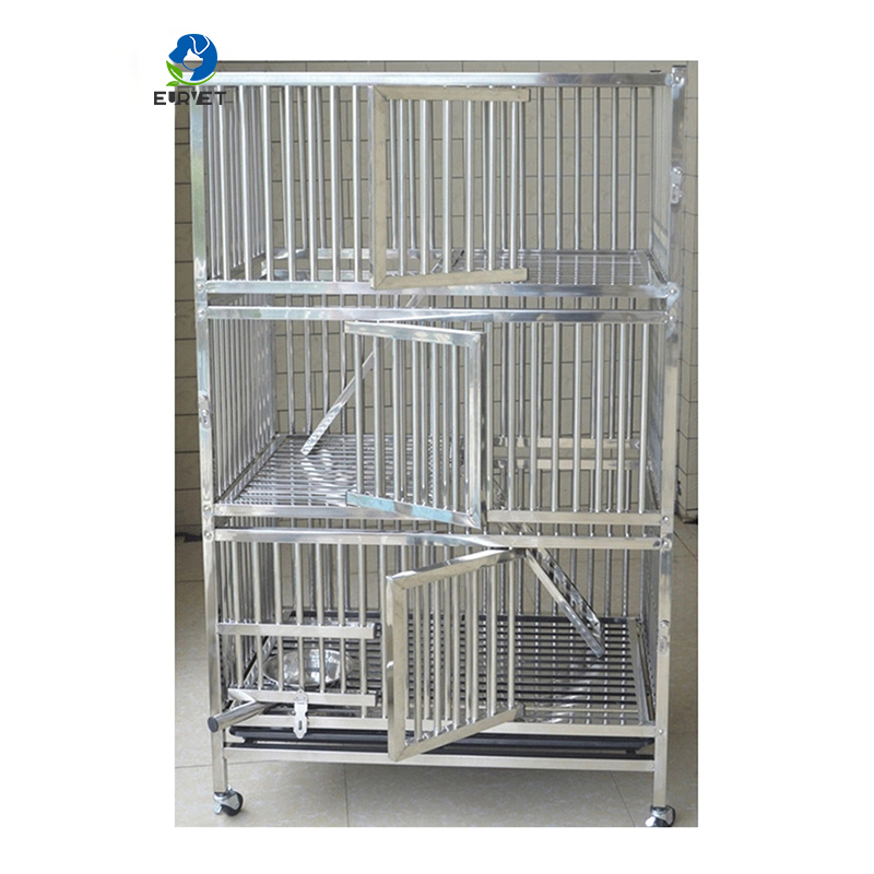 EUR PET Best Price 3 Layers Cat Cage Veterinary Equipment High Quality Veterinary Clinic Cage With Stainless Steel