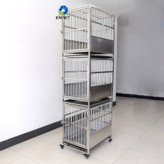 EUR PET New Design Three Layers Foldable Big Stainless Steel Dog Cages Pet Cages 3 Layers 6 Doors Pet Folding Cage