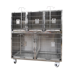 EUR PET Professional Veterinary Cat Cage 5 Doors Long-Life Reusable Stainless Steel Equipment for Clinic Diagnosis for Vet