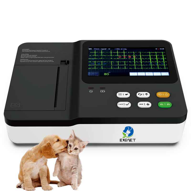 EURVET Good Quality Portable 7inch ECG Electrocardiograma Machine 6-channels Veterinary Digital ECG