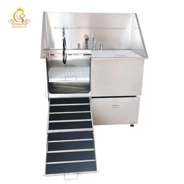 EUR PET Professional Large Stainless Steel Pet Dog Wash Bathing Grooming Tub With Faucet Walk-in Ramp for Sale