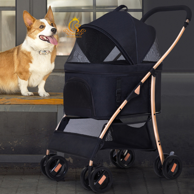 EURPET Best Quality Foldable Dog Cat Cage Stroller Detachable Small Pet Dog Stroller