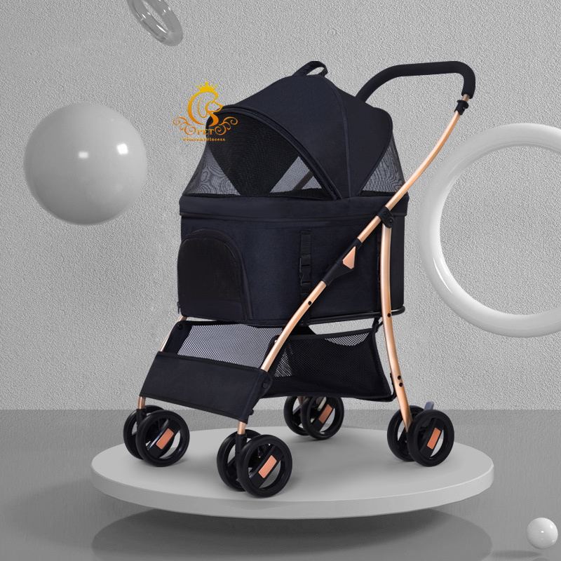 EUR PET Luxury 3-in-1 Pet Stroller Steel Frame Transport Cart for Dogs and Cats Outdoor Travel Trolley with Wheels Pet Carrier