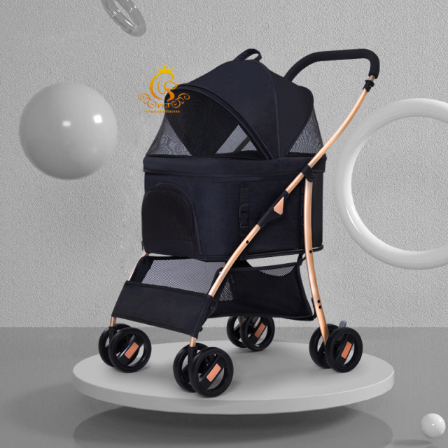 EUR PET Luxury 3-in-1 Pet Stroller Steel Frame Transport Cart for Dogs and Cats Outdoor Travel Trolley with Wheels Pet Carrier