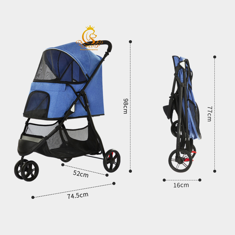 EUR PET Hot Sale Collapsible Trolley Lightweight Dog Stroller Luxury 3 Wheels Pet Dog Stroller for Outdoor Use