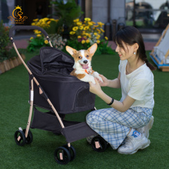 EUR PET Luxury 3-in-1 Pet Stroller Steel Frame Transport Cart for Dogs and Cats Outdoor Travel Trolley with Wheels Pet Carrier