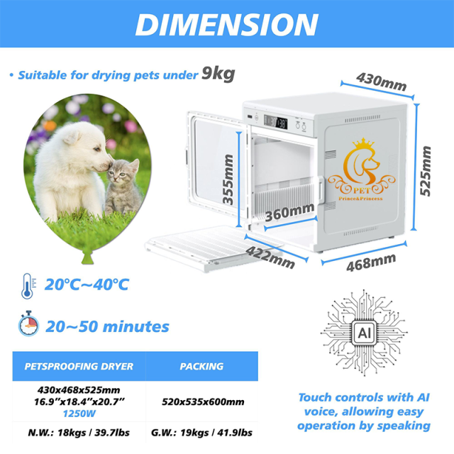 EUR PET Hot Sale Automatic Pet Cat Grooming Hair Dryer Machine Large Smart Automatic Hair Blower Drying Box for Dogs