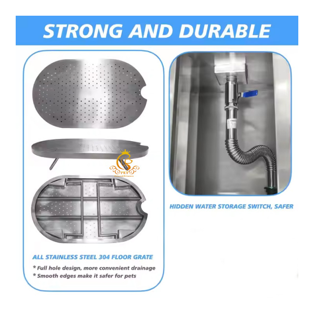 EUR PET Wholesale Price Hot Sale Stainless Steel Wash Station Dog for Pet Grooming Salon Portable Dog Spa Bath Tub
