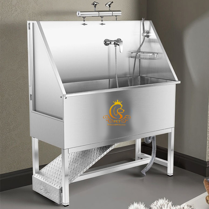 EUR PET Ramp Stainless Steel Grooming Bath for Pets Premium Pet Cleaning & Bathing Accessory