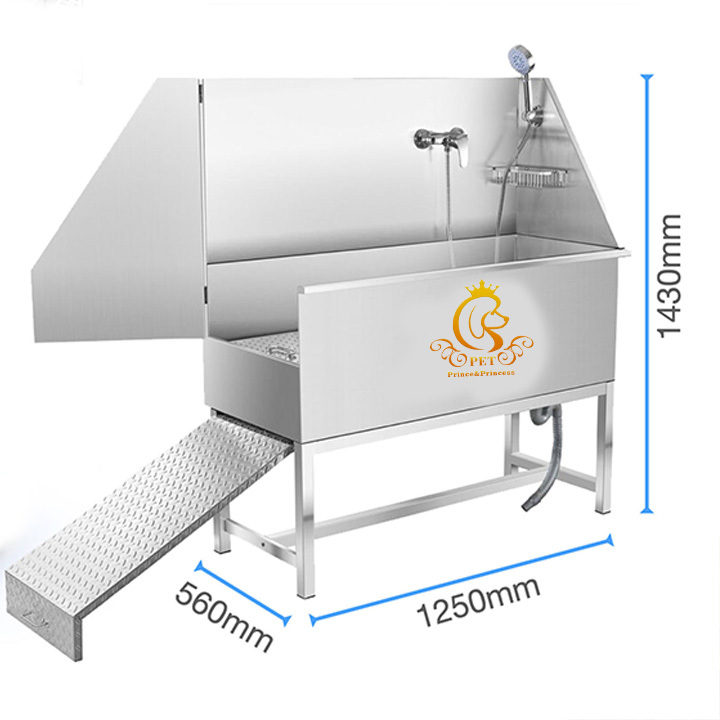 EUR PET Ramp Stainless Steel Grooming Bath for Pets Premium Pet Cleaning & Bathing Accessory