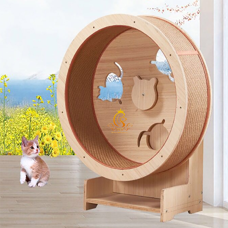 EUR PET Cat Exercise Wheel Silent Spinning 360° Cat Running Wheel Safety Guardrails with Low Noise Design