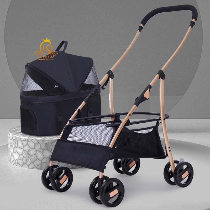 EUR PET Luxury 3-in-1 Pet Stroller Steel Frame Transport Cart for Dogs and Cats Outdoor Travel Trolley with Wheels Pet Carrier