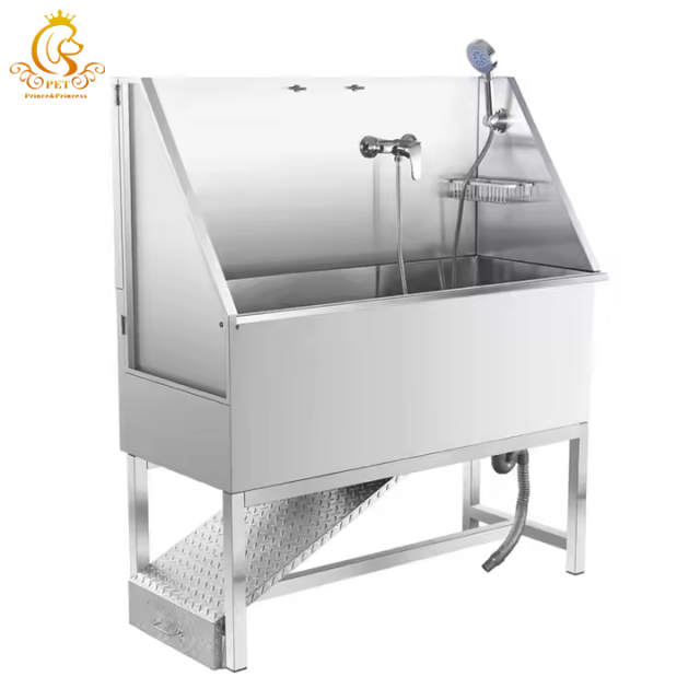 EUR PET Ramp Stainless Steel Grooming Bath for Pets Premium Pet Cleaning & Bathing Accessory