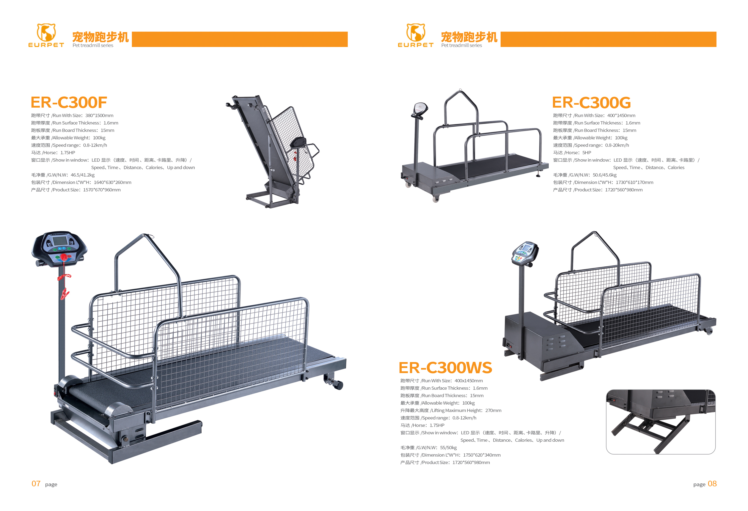 EUR VET Portable Metal Treadmills for Pets for Home Use Walking Running Exercise Treadmill Curved LED Display.