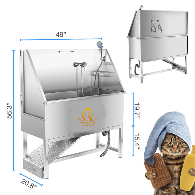 EUR PET Ramp Stainless Steel Grooming Bath for Pets Premium Pet Cleaning & Bathing Accessory