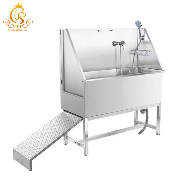 EUR PET Ramp Stainless Steel Grooming Bath for Pets Premium Pet Cleaning & Bathing Accessory