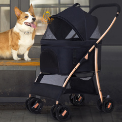 EUR PET Luxury 3-in-1 Pet Stroller Steel Frame Transport Cart for Dogs and Cats Outdoor Travel Trolley with Wheels Pet Carrier
