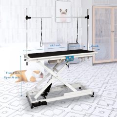 Pet Electric Lifting Grooming Table with Gantry Frame for Cats and Dogs, Folding Grooming Table for Bathing