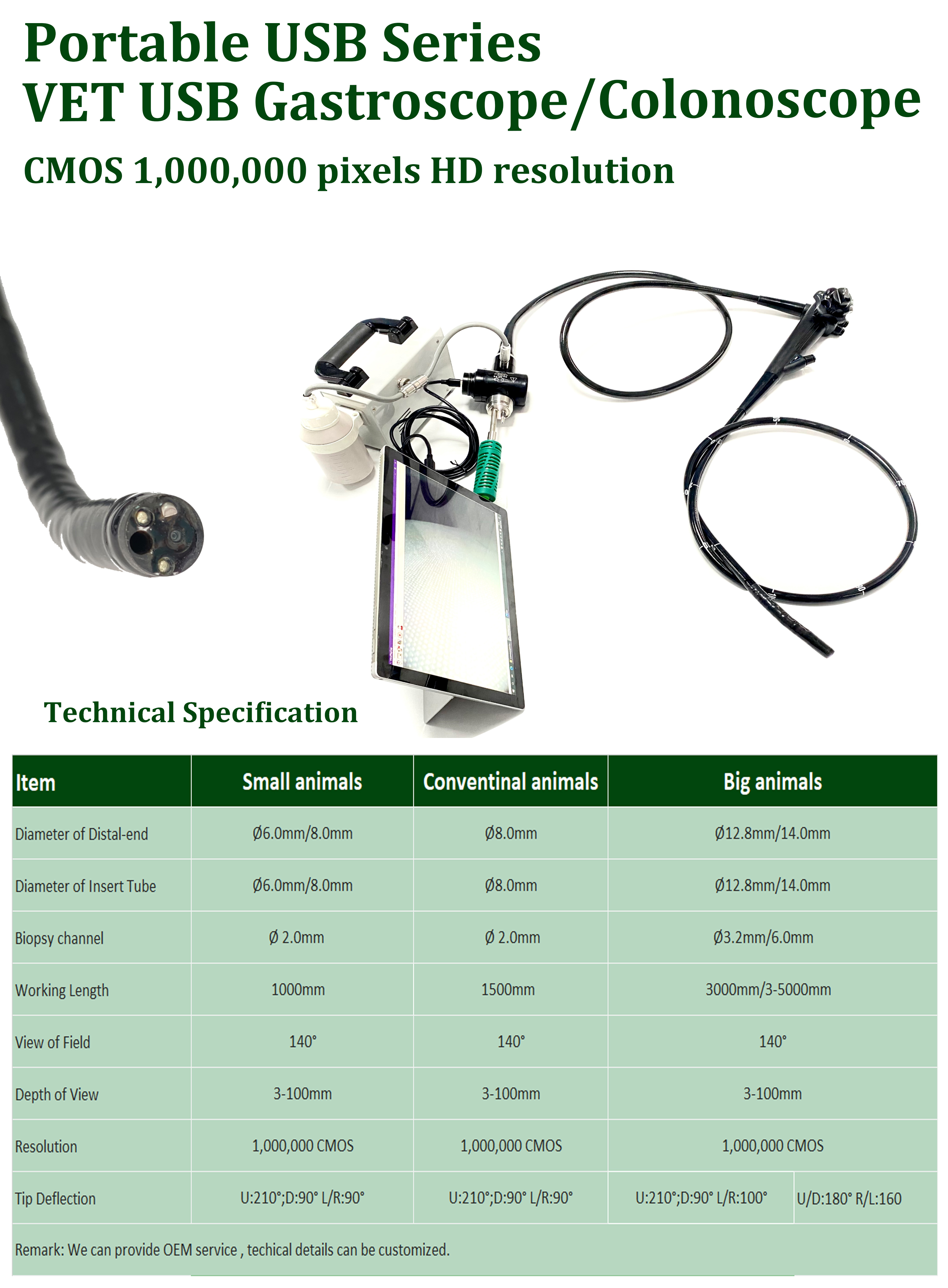 EUR VET Hot Sale Portable Flexible Fiber Ureteroscope Medical Equipment Light Source Endoscope for Veterinary Hospital