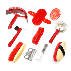Horse Care Tools Horse Grooming Kit With 10 Pieces Including Brushes Sweat Scrapers Tail Combs Hoof Picks Hair Brushes