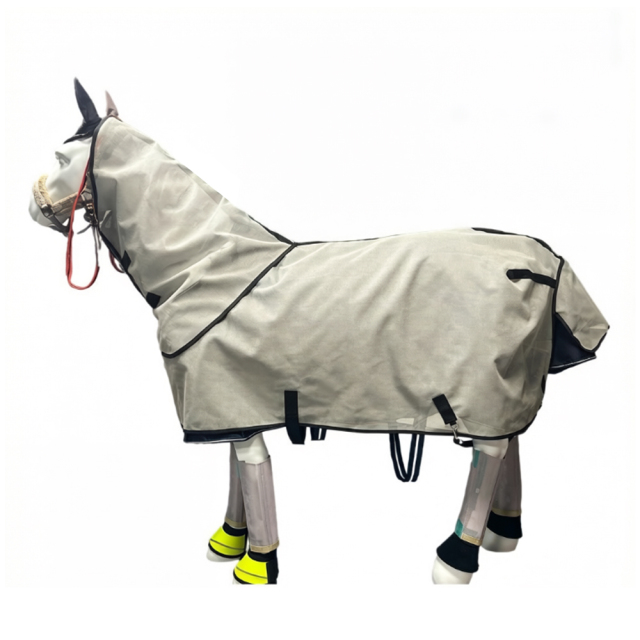 Summer Horse Rugs Fly Sheet PVC Mesh Material Horse Turnout Blanket with Detachable Neck Cover With Black Liner