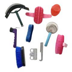 Horse Care Grooming Tools Kit With 10 Pieces Brushes Sweat Scrapers Tail Combs Hoof Picks Hair Brushes