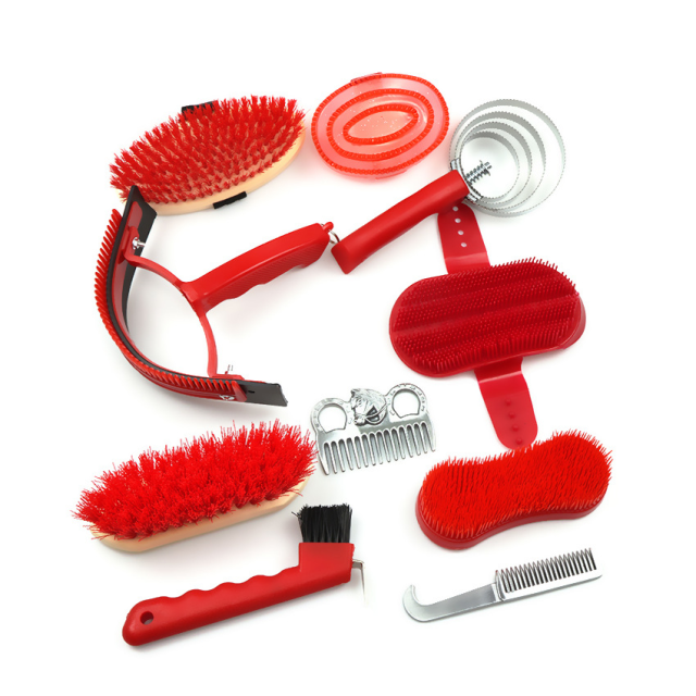 Horse Care Tools Horse Grooming Kit With 10 Pieces Including Brushes Sweat Scrapers Tail Combs Hoof Picks Hair Brushes