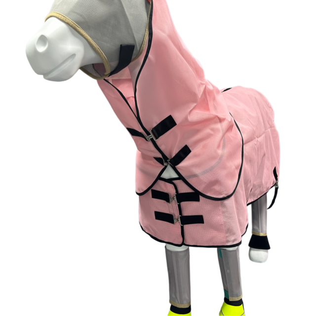 Summer Horse Rugs Fly Sheet PVC Mesh Material Horse Turnout Blanket with Detachable Neck Cover With Black Liner