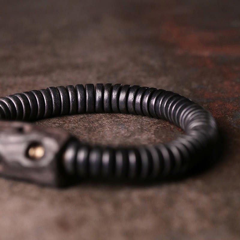Ebony Wood Copper Brass Holey Balance Bracelet