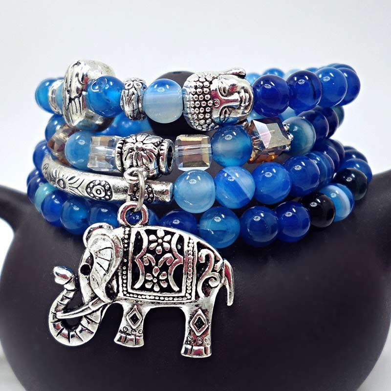 Natural Agate Elephant mystic zen Hope Bracelet