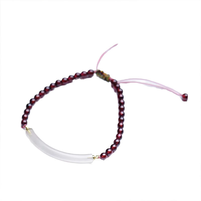 Garnet Gray Agate Calm Cuff Half Bracelet Bangle