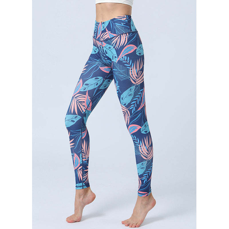 Leaves Print Pants Sports Fitness Yoga High Waist Leggings Women's Yoga Pants