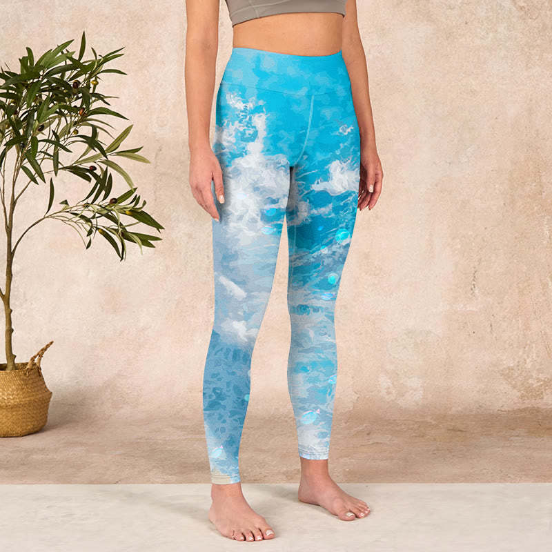 Ocean Waves Fish Gym Leggings Women's Yoga Pants