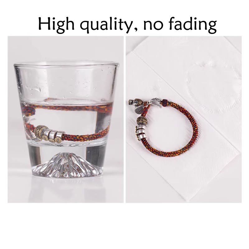 Handmade Tibetan 925 Sterling Silver Chinese Zodiac Natal mystic zen Zakiram Goddess of Wealth Protection Multicolored Rope Braided Bracelet