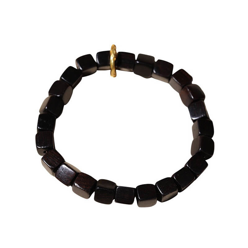 Tibetan Ebony Wood Square Beads Peace Calm Bracelet