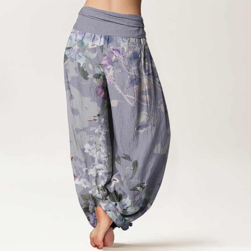 Morning Glory Totem Pattern Women's Elastic Waist Harem Pants