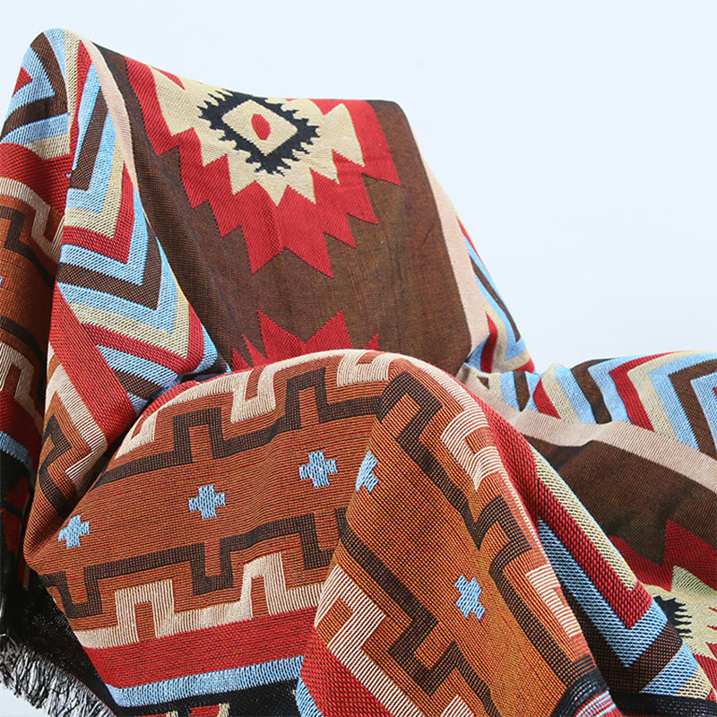 Tibetan Geometric Hand-Dyed Craftsman Blanket