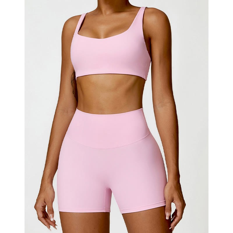 Gym Sports Yoga Backless Bra Crop Tank Top Shorts