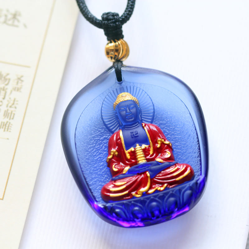 Tibet Medicine mystic zen Liuli Crystal Compassion Necklace Pendant
