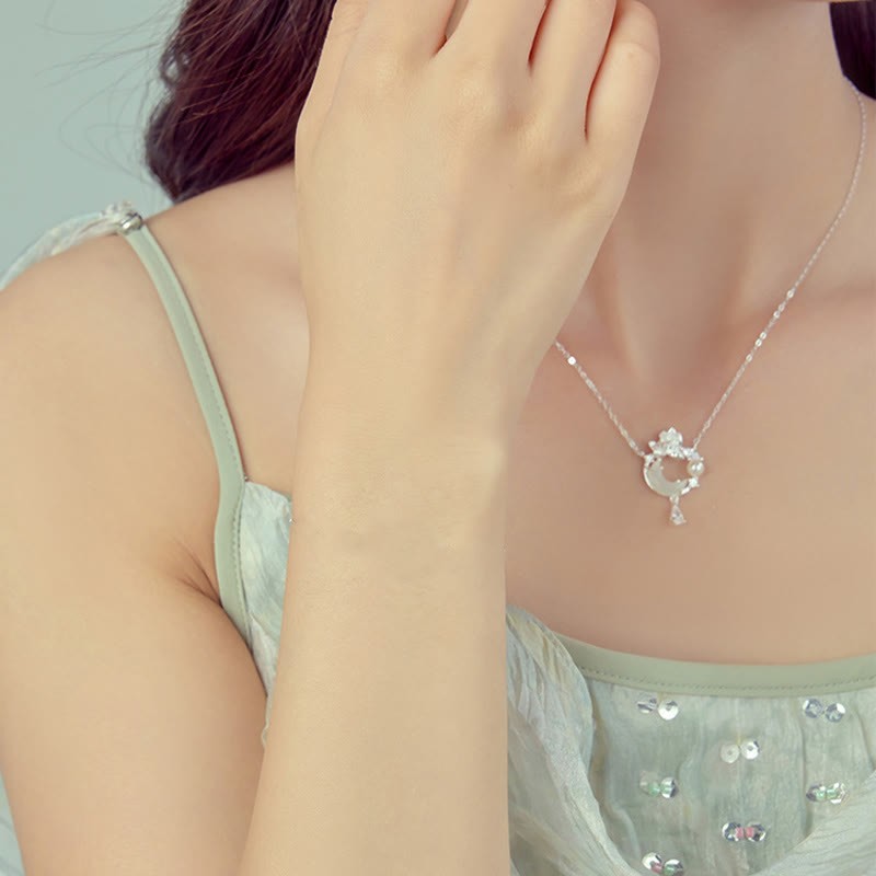 Hetian Jade 925 Sterling Silver Cubic Zirconia Pearl Necklace Pendant