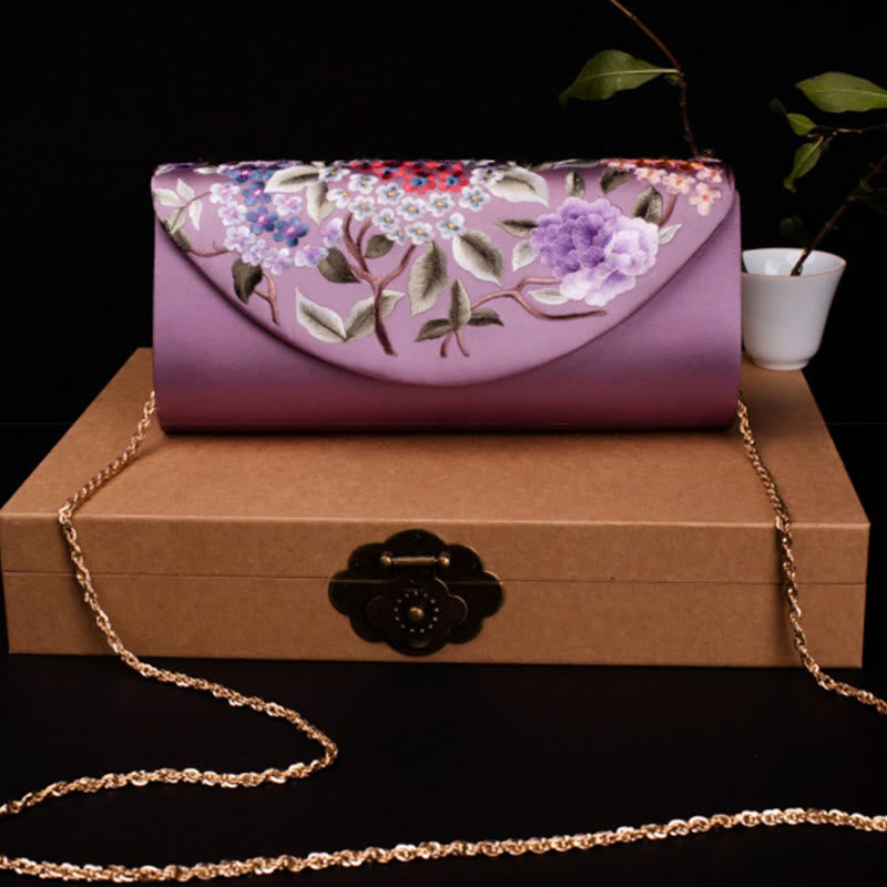 Hydrangea Su Embroidery Wedding Shopping Wallet Purse Handbag Crossbody Bag