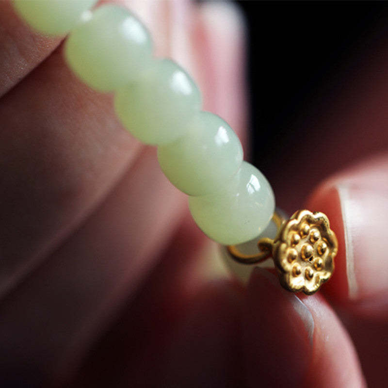 Jade Lotus Abundance Adjustable Bracelet