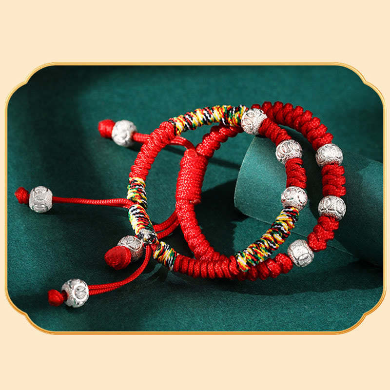 925 Sterling Silver King Kong Knot Multicolored Red String Strength Handmade Braided Kids Child Bracelet