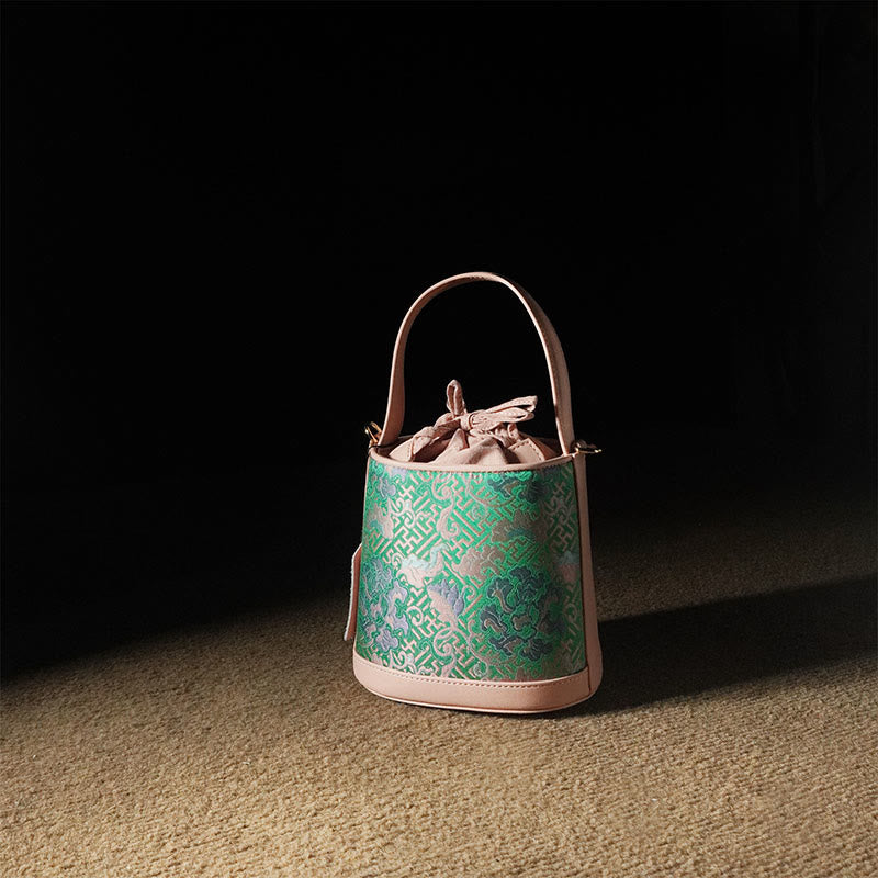 Retro Lotus Entwined Branches Song Brocade Crossbody Bag Hangbags