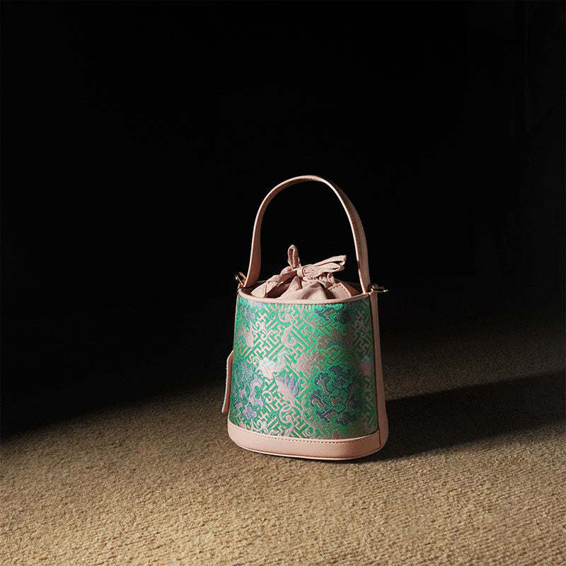 Retro Lotus Entwined Branches Song Brocade Crossbody Bag Hangbags