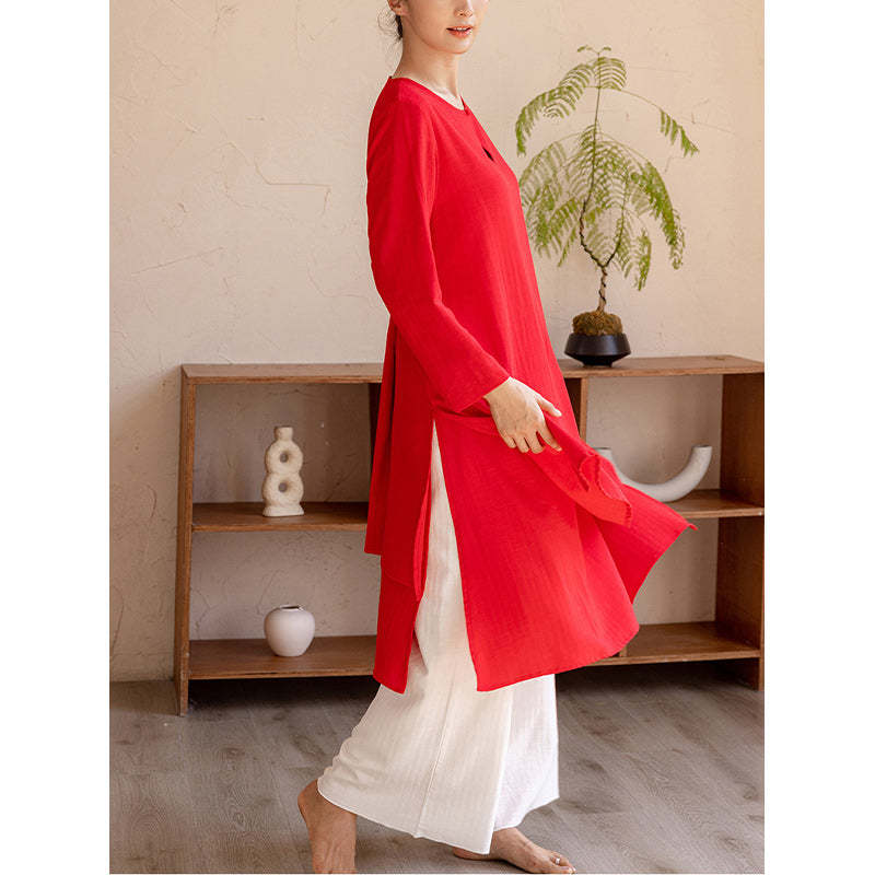 2Pcs Simple Design Tai Chi Meditation Yoga Clothing Top Pants Women's Set