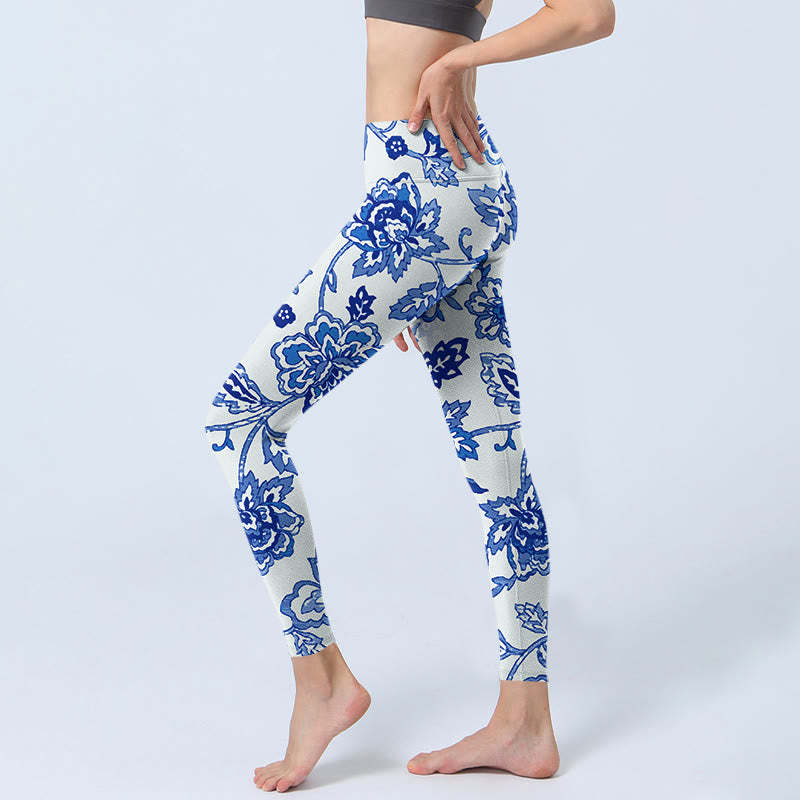 Flowers Print Gym Leggings Women's Yoga Pants