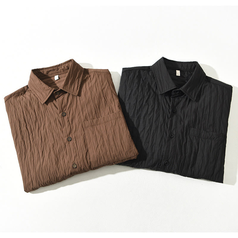 Casual Solid Color Long Sleeve Men's Shirt With Pocket